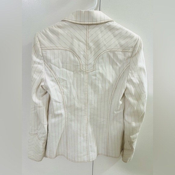 Vintage Karen Millen tailored pint striped off white fitted jacket Women’s sz 4 - Picture 2 of 9